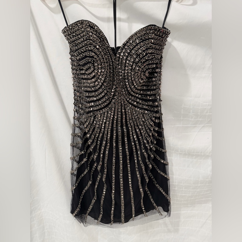 Pronovias Black Strapless Dress with Silver - Atos style 48- Beading size 4 - Picture 3 of 15